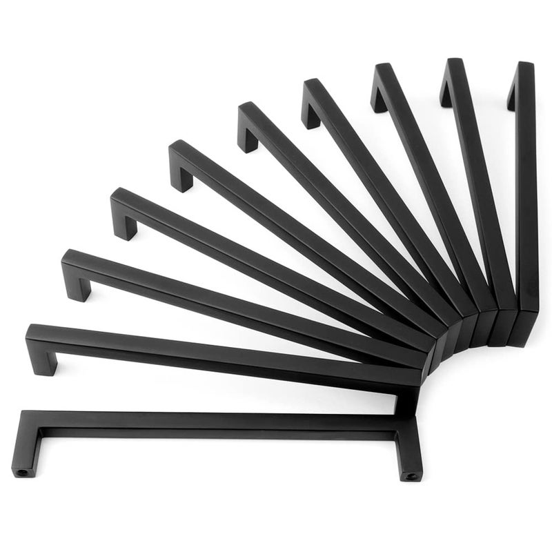 KOOFIZO Solid Square Bar Cabinet Handle - Black Furniture Pull, 6.3 Inch/160mm Screwhole Distance, 10-Pack for Kitchen Cupboard Door, Bedroom Dresser Drawer, Bathroom Wardrobe Hardware - Image 1